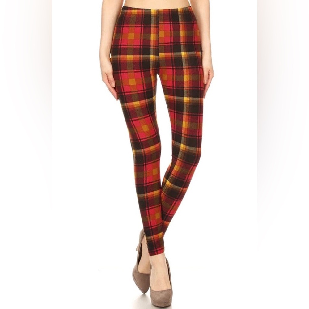 Plus Size Red Plaid Leggings